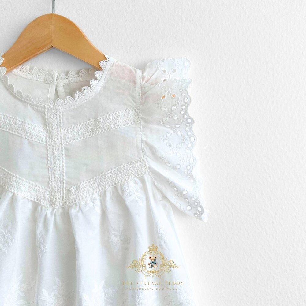 NWT Pretty Girls Blouse Lovely Floral Eyelet Lace Embroidery Bohemian White 2T - Picture 4 of 5